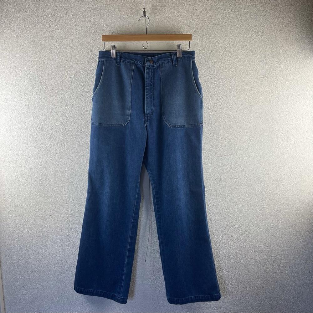Vintage l 80s XL Plus Maverick Worn Contrast Patch 4-Pocket High Rise Denim Jean